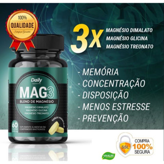 Blend De Magnésios Mag3 Excelente Para Concentração Estresse Memória Insônia Enxaqueca 60 Comp 1000mg Sabor Maracujá Qualidade Premium