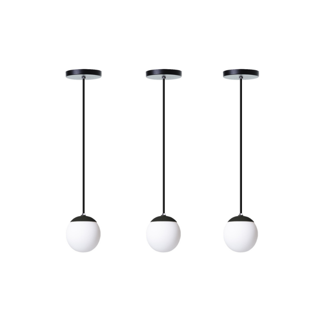 Kit 3 Pendente Balcao Interno Retro Bola Alumínio Decorações