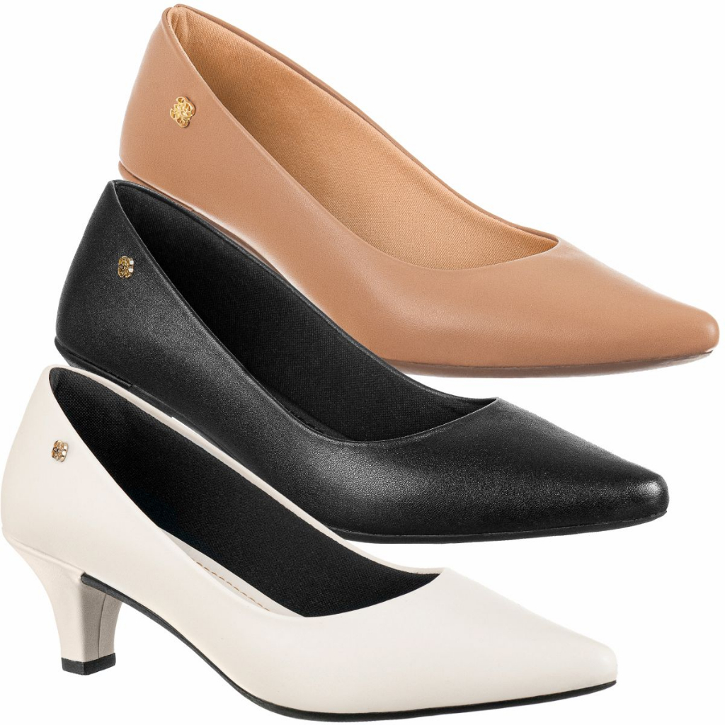 Scarpin feminino bico fino salto baixo fino sapato social