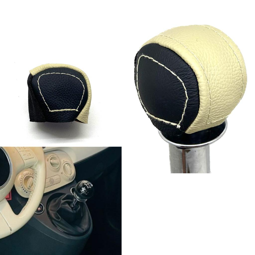 Capa couro bege manopla cambio manual Fiat 500 cabrio 2010 2011 2012 2013 2014 2015 2016 2017