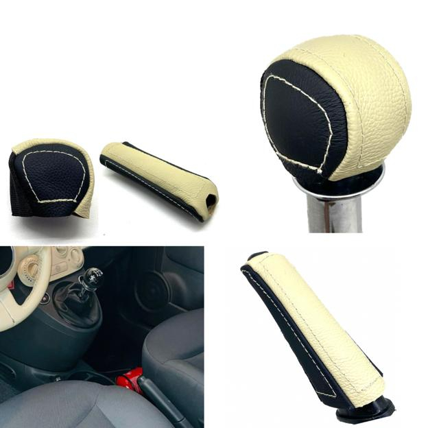 Kit Capas manopla cambio manual e freio de mão Fiat 500 cabrio 2010 2011 2012 2013 2014 2015 2016 2017