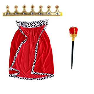 Kit Reizinho (Capa Rei Infantil + Bastão Rei + Coroa Rei Dourada Tecido) em Oferta na Shopee