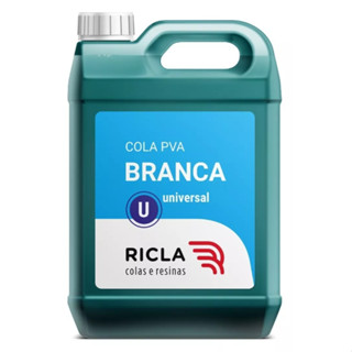 Cola Branca PVA 5KG,  Papel , papelão e cartolina , pequenos trabalhos em madeira, envelopes e sacolas, artesanato, uso escolar, concreto, pipas e materiais porosos. (RICLACOL 1048 EF)