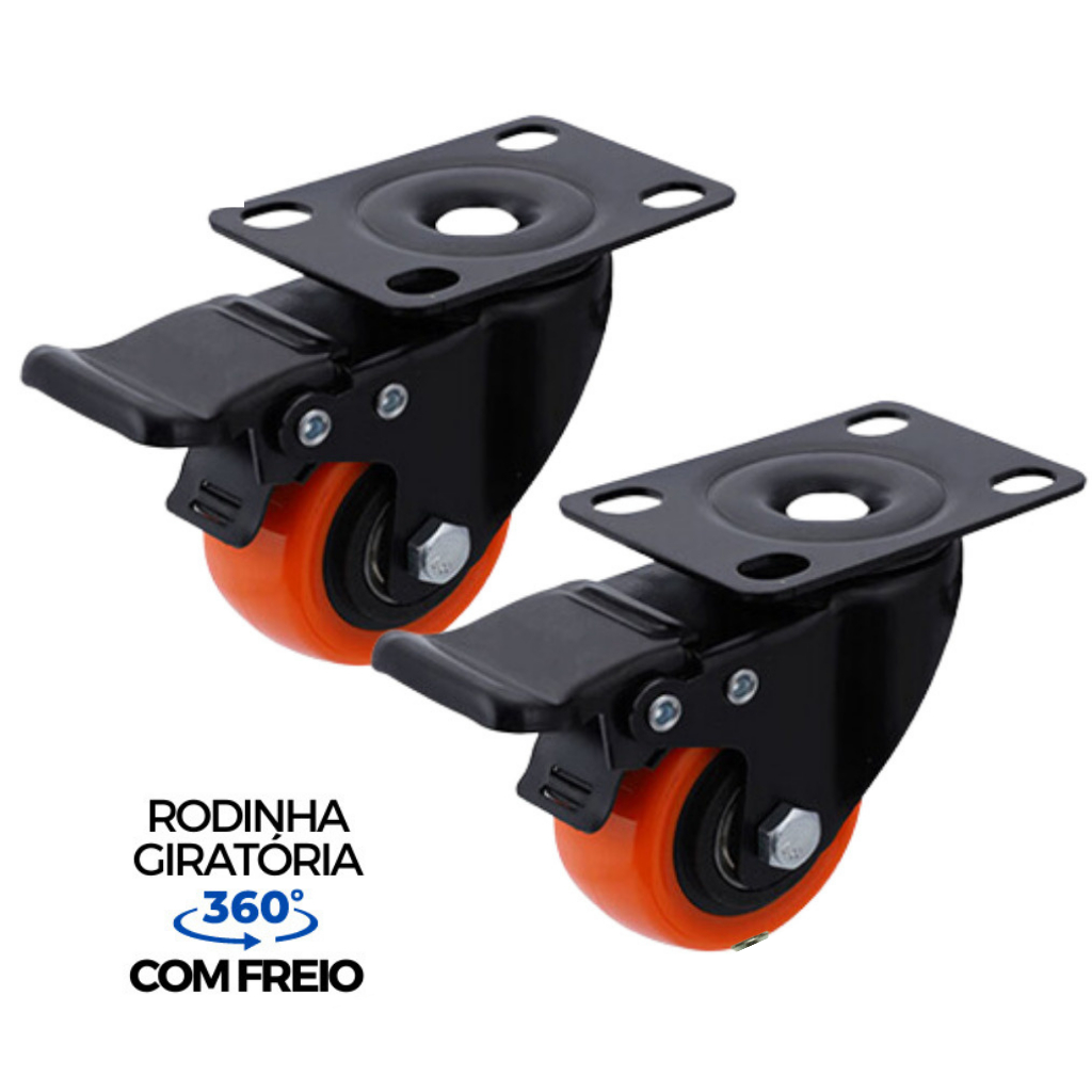 Kit 2 Rodizios Anti-risco Giratória Com Trava E Freio Roda Rodinhas Super Reforçada 2 Polegadas em Oferta na Shopee