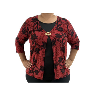 Blusinha Camisa Feminina 2 Em 1 Manga 3/4 Plus Size Moda Evangélica