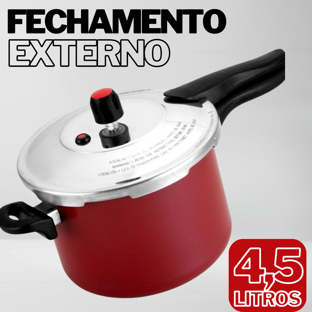 Panela de Pressão 4,5l Antiaderente Fechamento Externo Premium Com Selo Inmetro