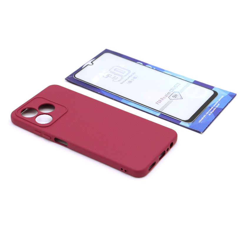 Capa Silicone Aveludada Realm Note 50/C53/ C51  Proteção de Câmera com Película Vidro 3D