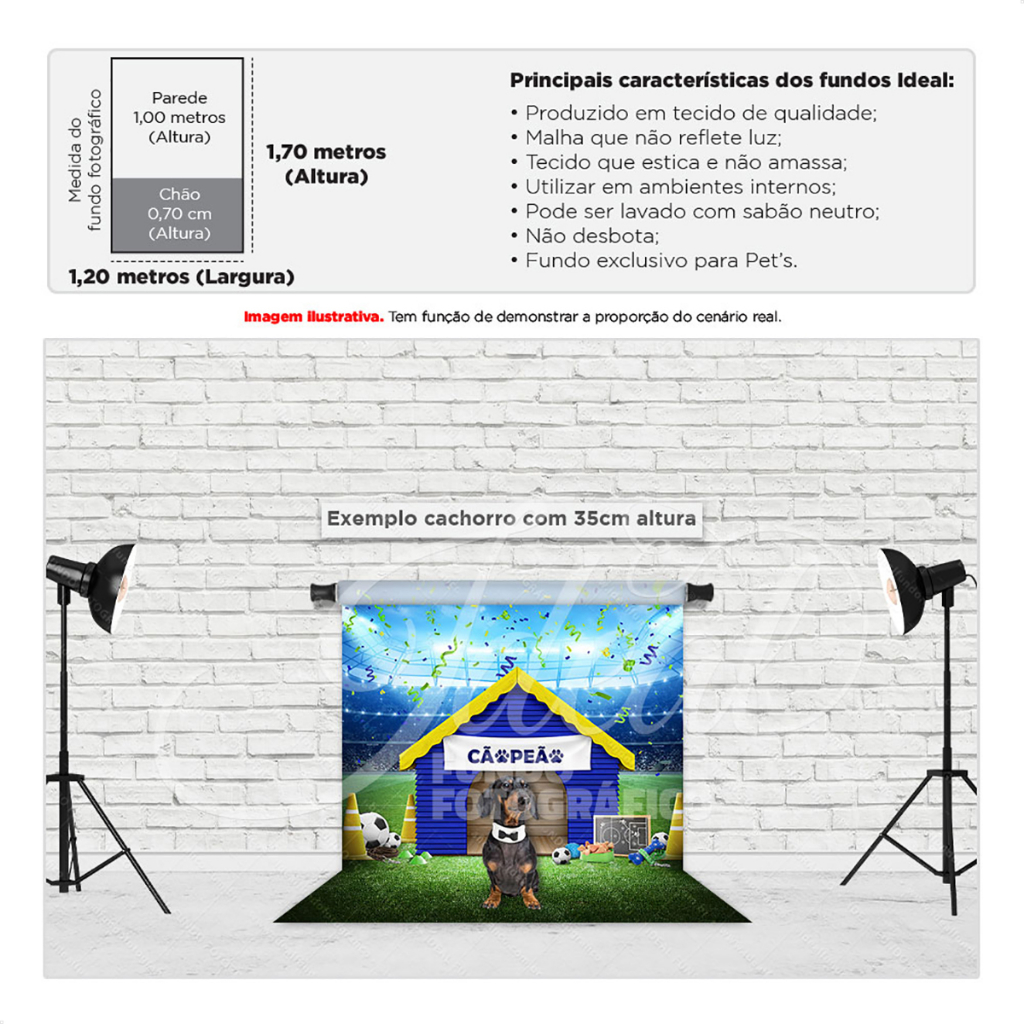 Fundo Fotográfico Pet Futebol Em Tecido 1,20x1,70m - PET-84 - detalhe