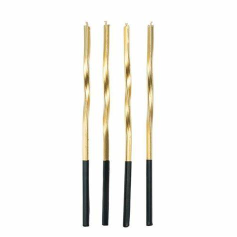 4 Velas Luxo Metalizada Espiral Dourada Gold Big - V184 - SILVER FESTA