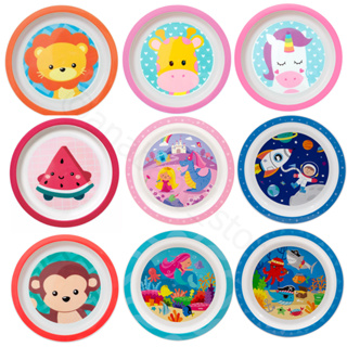 Prato Raso Infantil Redondo com Desenhos Para Refeição de Crianças/ Bebês Pratinho em Oferta na Shopee