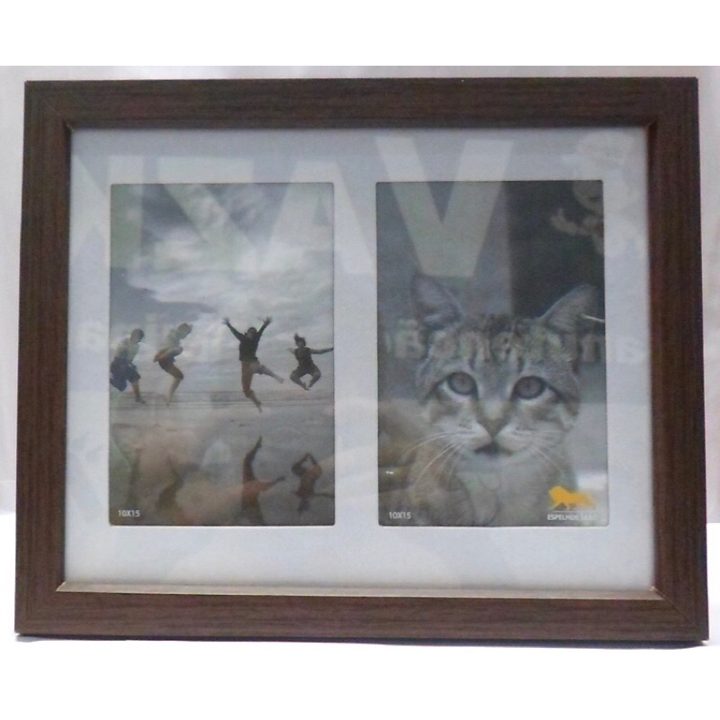 Porta Retrato Duplo Marrom 10x15 Para Duas Fotos Lindo Para Decoração Bonito Barato Quadro Marrom