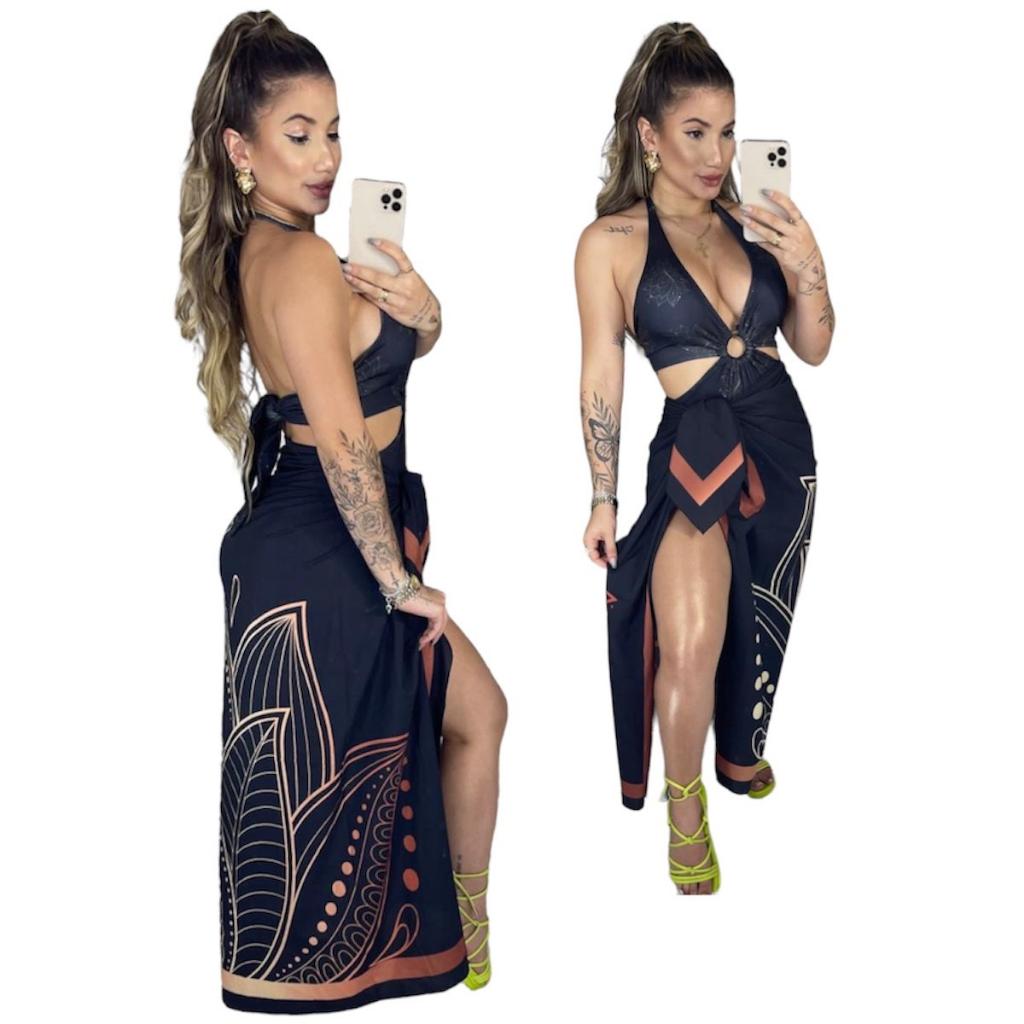 Kit Maiô Body Argola Feminino Com Bojo Mais Saída De Praia Canga Verão em Oferta na Shopee