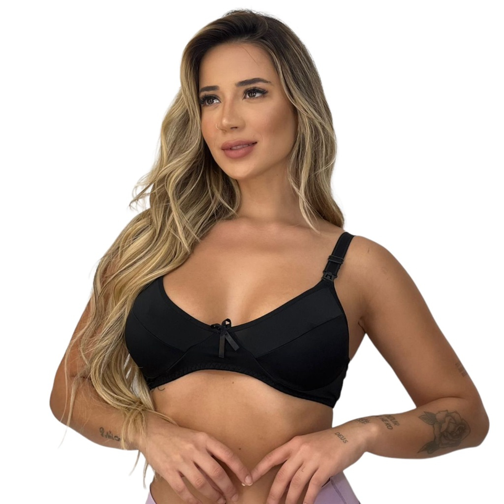 Kit 3 Sutiã Amamentação Reforçado Gestante Top Maternidade Abre Fácil