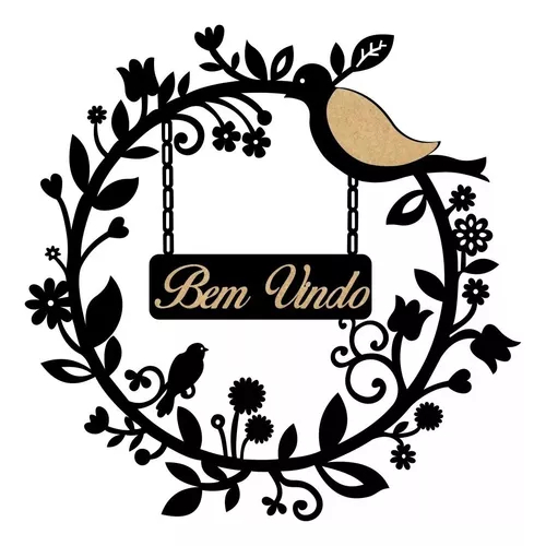 Aplique Guirlanda  Bem vindo decorativo mdf em Oferta na Shopee