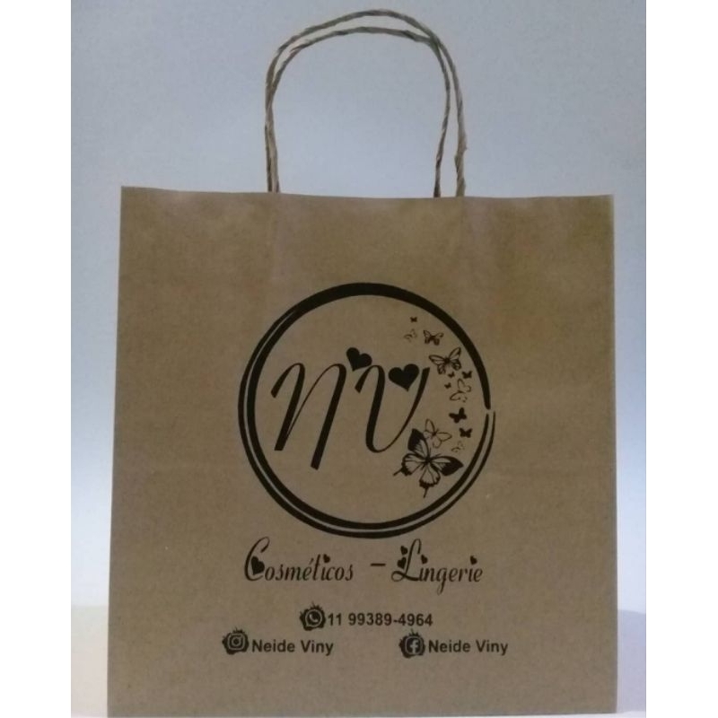 50/100 Unid.Sacolas Kraft Personalizadas Tam(PP, P, M, G e GG) — imagem 2 de 2