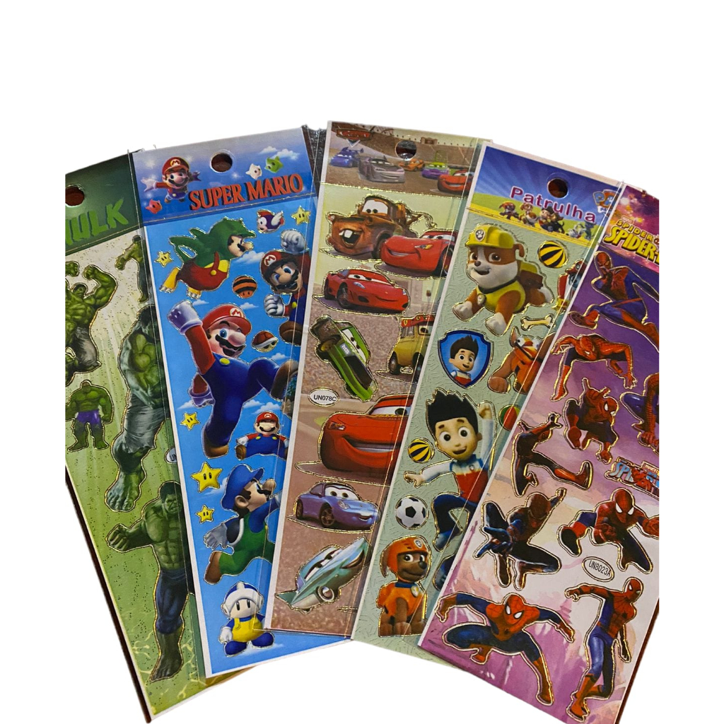 30 Cartelas Adesivos Infantis - Personagem Variados Lembrancinha Professora em Oferta na Shopee