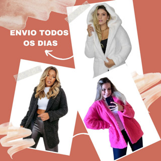 Casaco Feminino Max Teddy Peludo Manga Longa Tede Ted