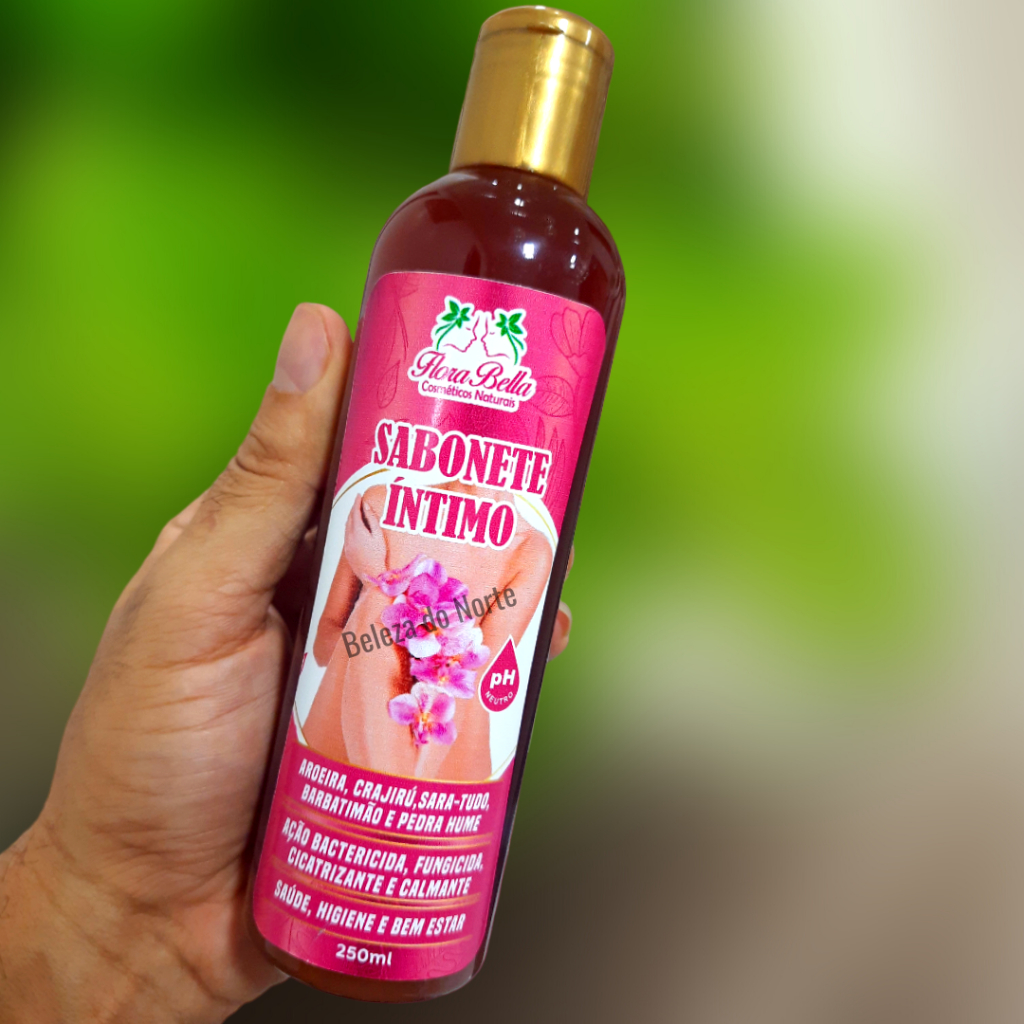 SABONETE ÍNTIMO NATURAL de Aroeira, CRAJIRÚ, Sara-Tudo, Barbatimão e Pedra Hume  250ml