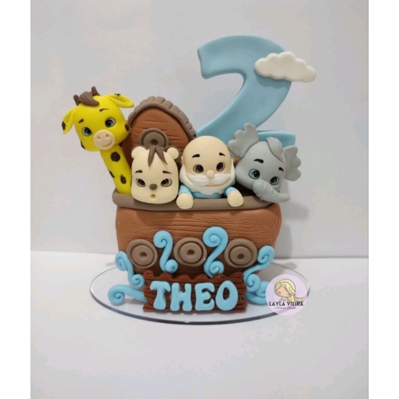 Vela personalizada em biscuit Arca de Noé