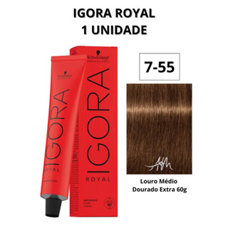 Coloração Igora Royal 7-55 Louro Médio Dourado Extra 60g