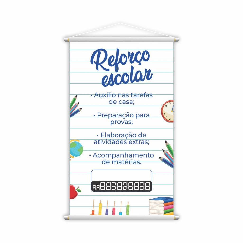 Banner Reforço Escolar Ensino Telefone Contato Lona