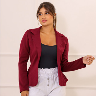 Blazer Feminino em Neoprene Casaco curto Terninho Social aberto