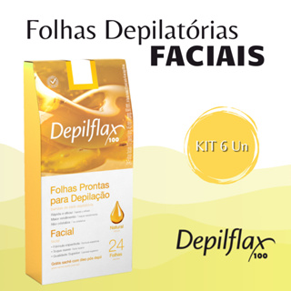 Kit 6 Un Folhas Depilatorias Prontas Sobrancelha Buço Depilação Facial Suave Depilflax Natural 24un