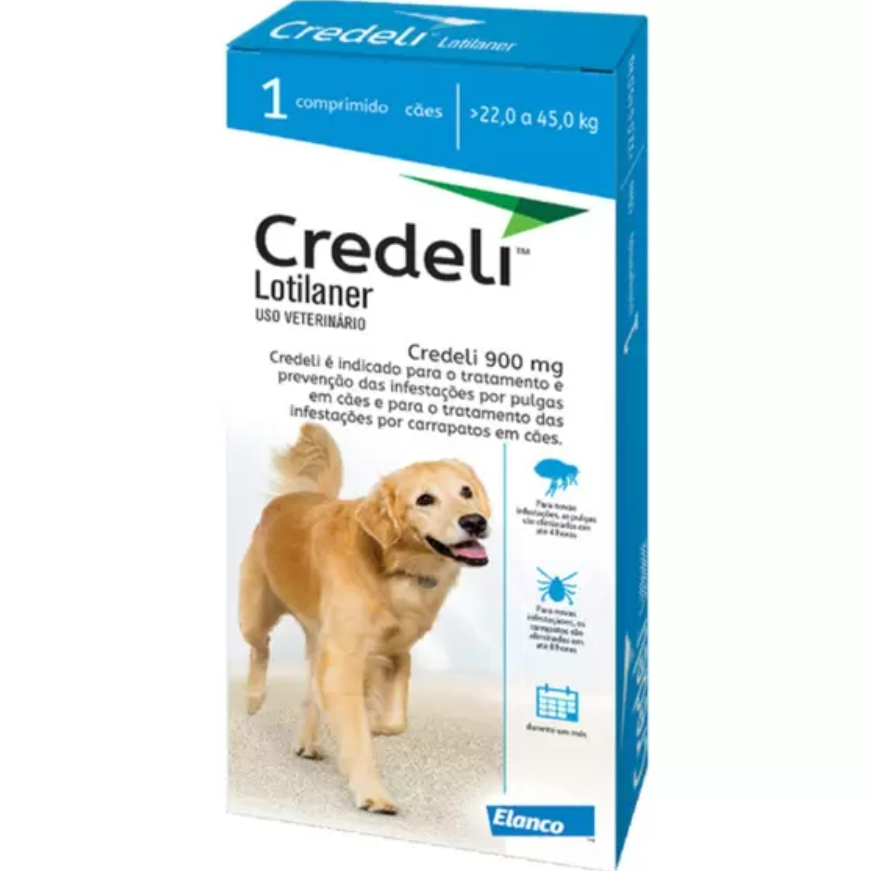 Credeli Antipulgas e Carrapatos Cães de 22 a 45kg 900mg 1 Comprimido Elanco