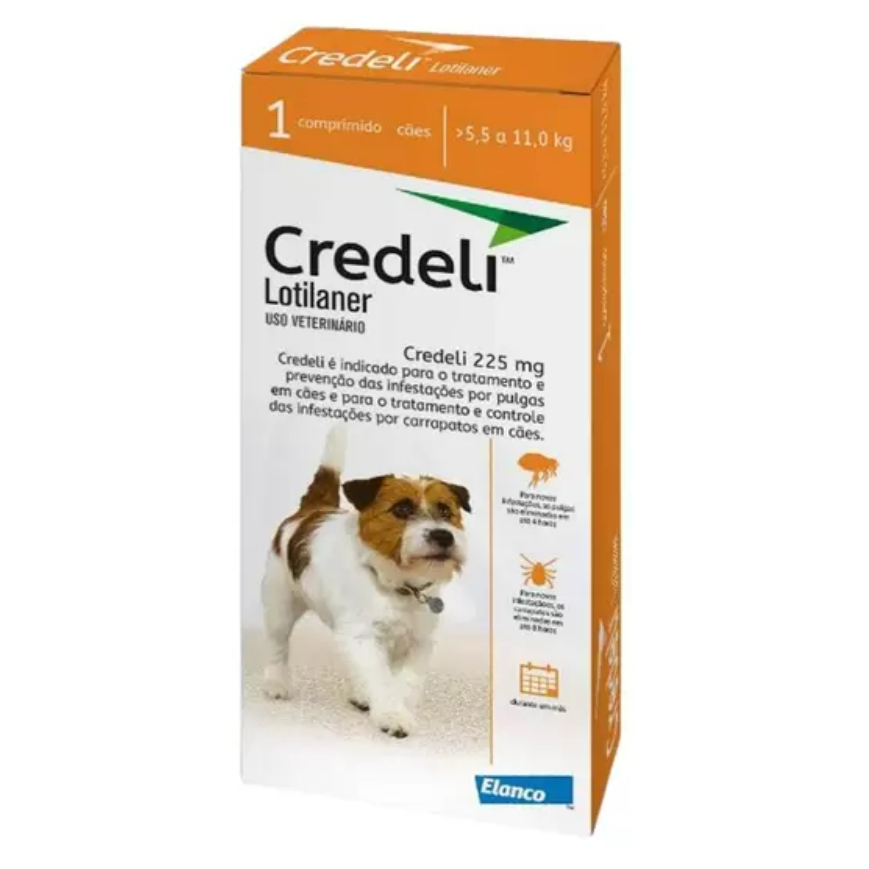 Credeli Antipulgas e Carrapatos Cães de 5,5 a 11kg 225mg 1 Comprimido Elanco