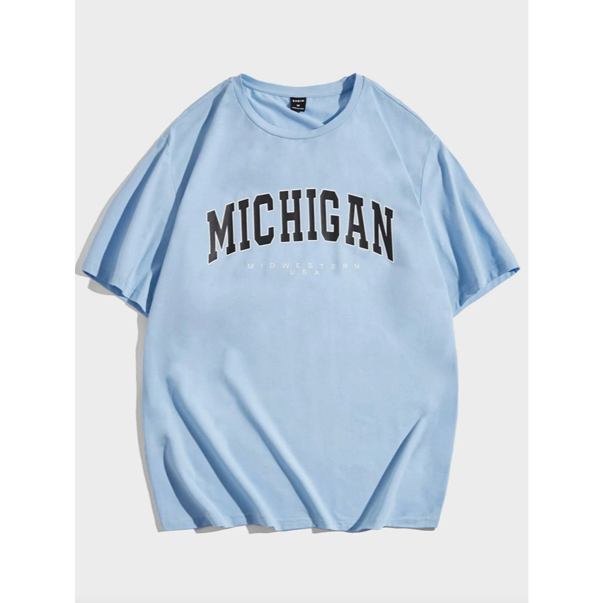 Camiseta Larga Oversized Estampada Michigan Midwestern Centro Oeste U.S.A Bordado Streetwear Tumbrl City 