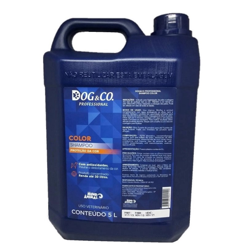 Dog & Co Shampoo Color 5L para Cães Mundo Animal - Pets