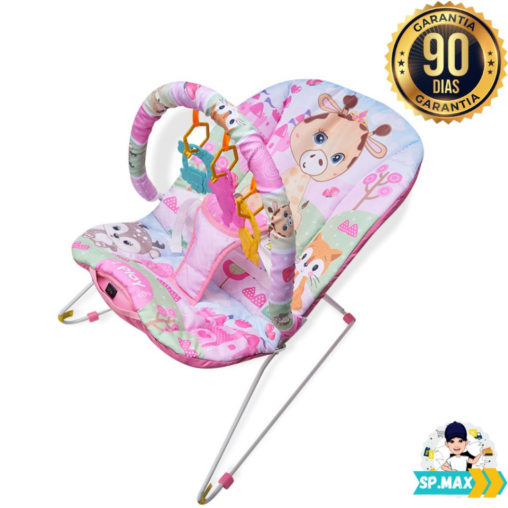 Cadeira de Descanso Bebe Infantil Musical e Vibratória c/Móbile 2x1 Mordedor 11Kg Gigi-Gir...