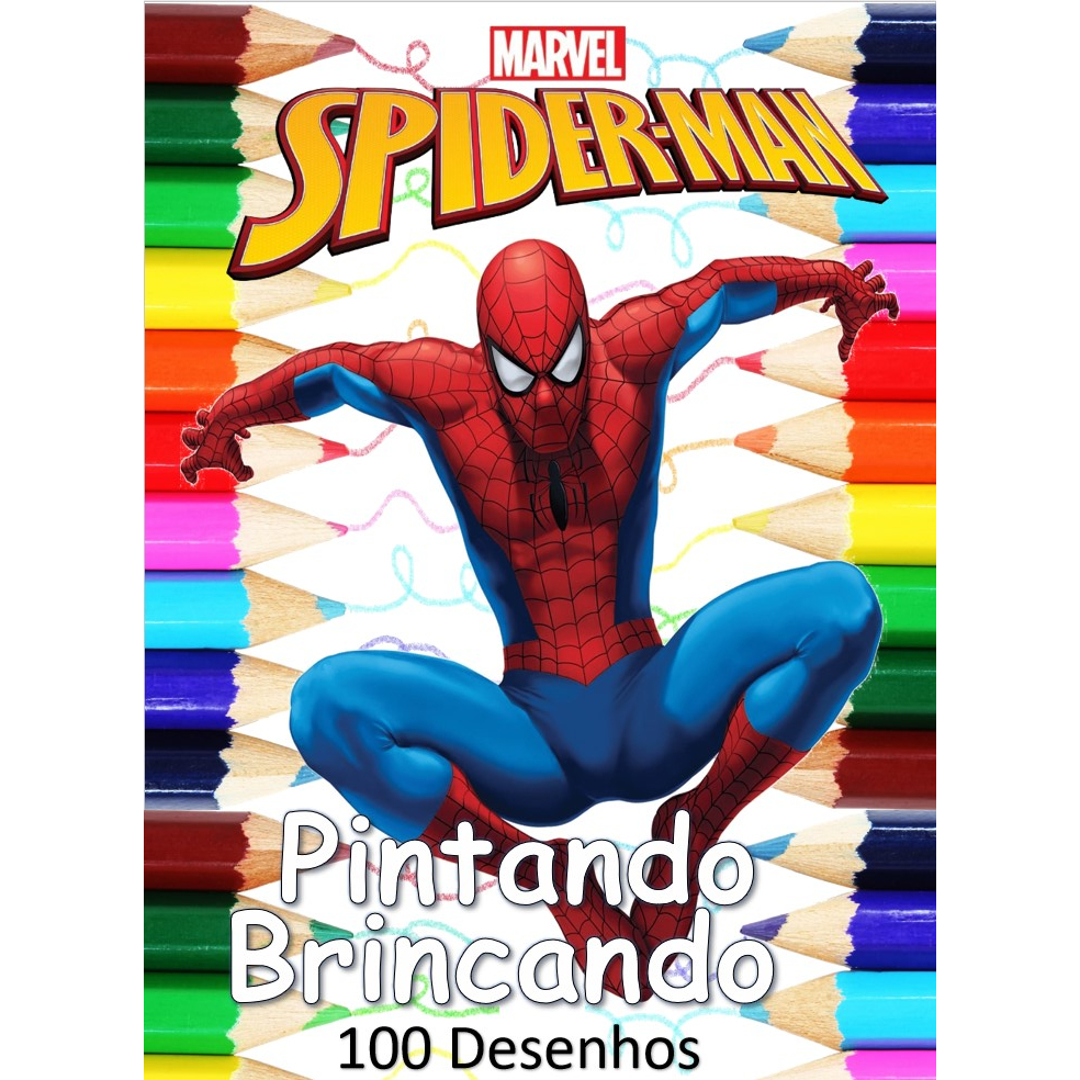 100 Desenhos Para Pintar e Colorir Homem Aranha Spider Man - Folhas A4 Sulfite Avulsas/Soltas