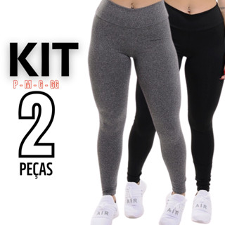 Kit 2 Calças Legging Feminina Leg Suplex Cintura Alta Tecido Grosso Costura Reforçada Fitness Levanta Bumbum