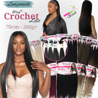 Cabelo Orgânico Liso 70cm Para Crochet Braid 360gr Fibra Premium + Agulha