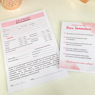 KIT Bloco de Cuidados + Ficha de Anamnese - Brow Lamination em Oferta na Shopee