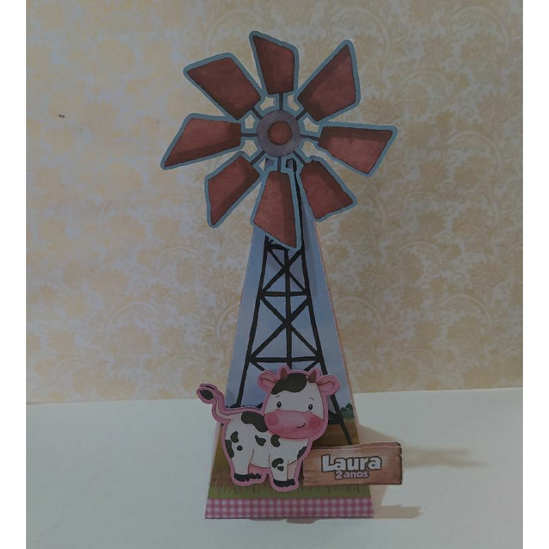Kit 10 caixinhas pirâmide fazendinha rosa/personalizado/lembrancinha/decoração festa menina/ personalizados