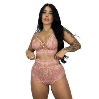 Conjunto Lacradora Lingerie sem Bojo sem Aro Renda Alça Reguláveis Calcinha Sutia Moda Intima