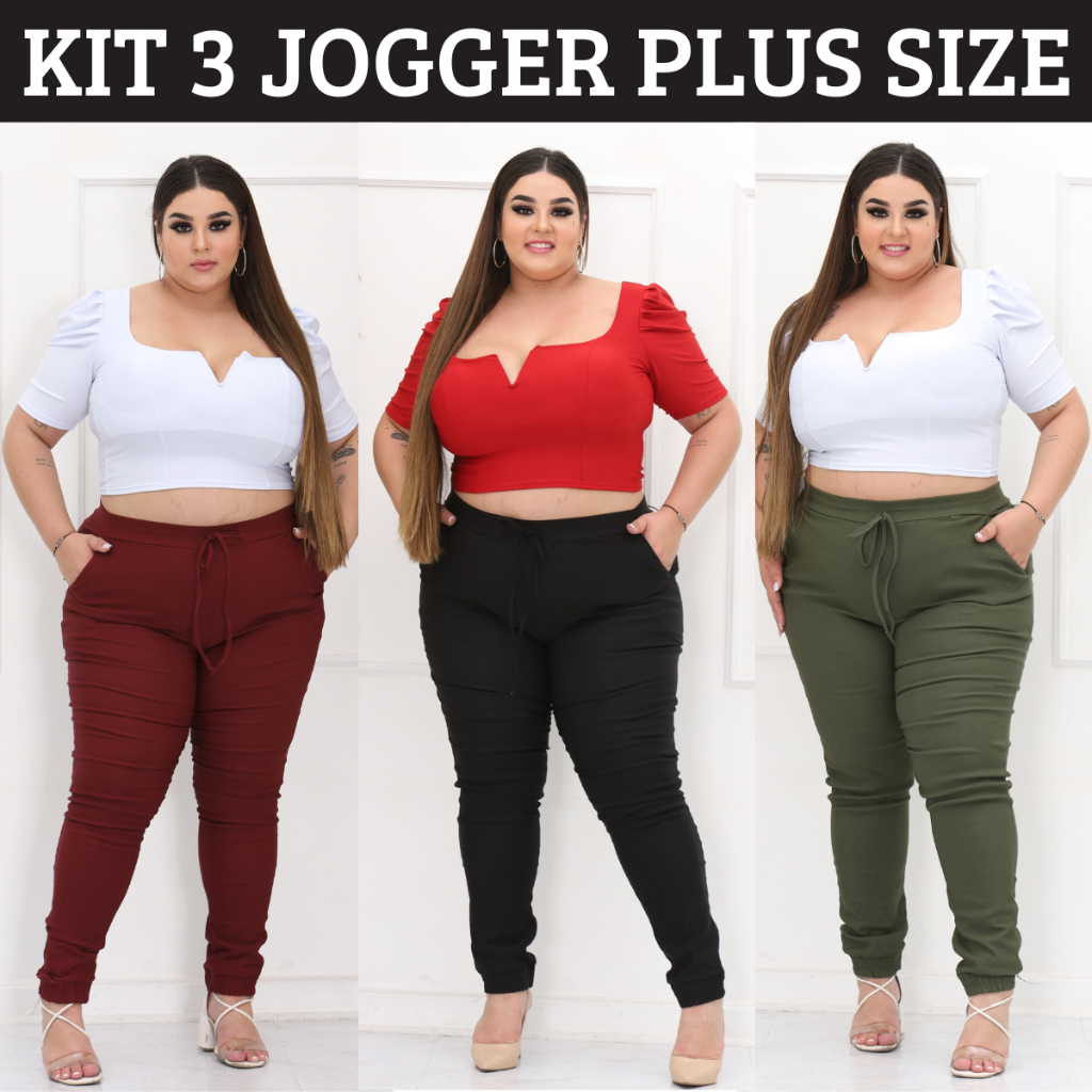 Calças Femininas Tamanho Grande Plus size G1 G2 G3 G4 Calça Jogger 3 Cores Bengaline Premium Calça Feminina Calça Plus
