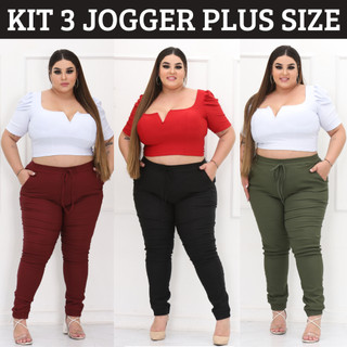 Calças Femininas Tamanho Grande Plus size G1 G2 G3 G4 Calça Jogger 3 Cores Bengaline Premium Calça Feminina Calça Plus