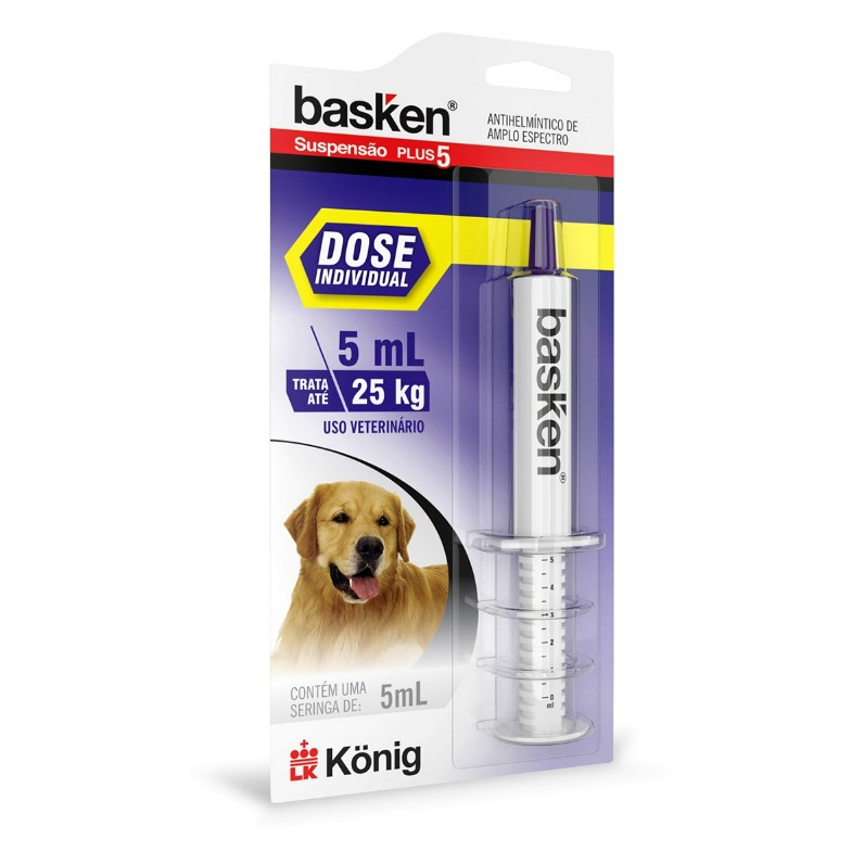 Vermífugo Basken Plus Suspensão 5ml para Cães de até 25kg König