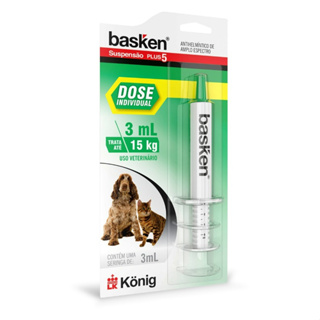 Vermífugo Basken Plus Suspensão 3ml para Cães e Gatos de até 15kg König em Oferta na Shopee