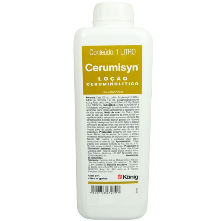 Cerumisyn 1L Loção para Limpeza Auricular de Cães König em Oferta na Shopee