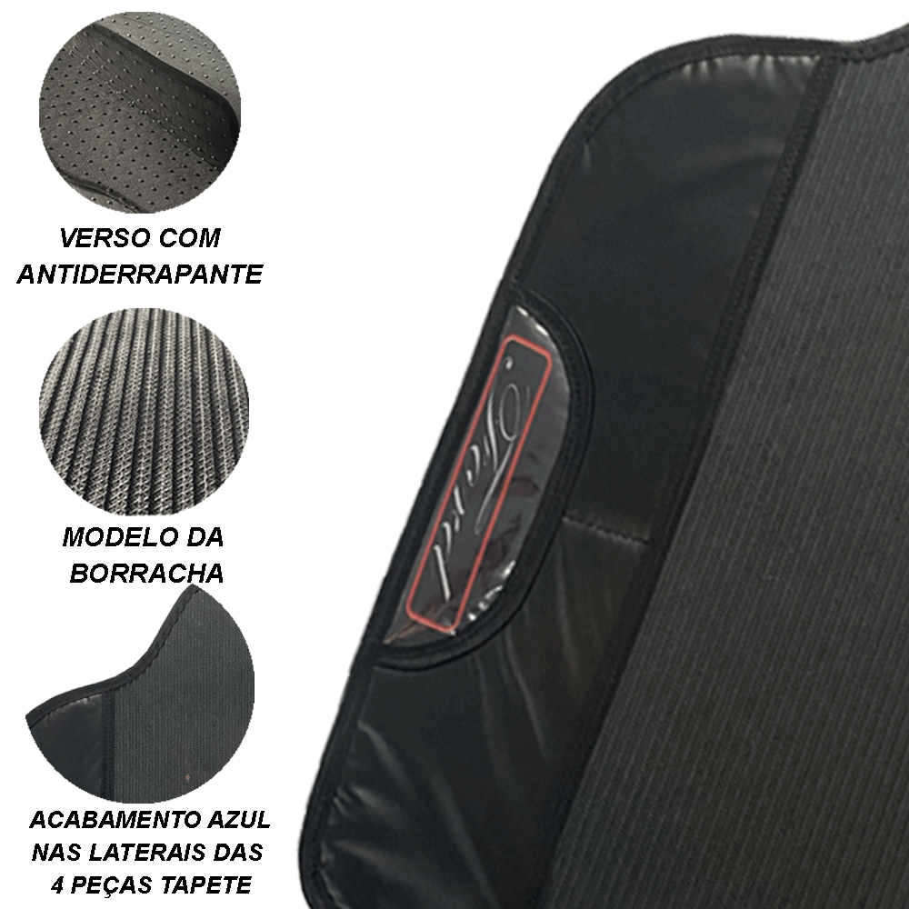 TAPETE EMBORRACHADO UNIVERSAL 4 PEÇAS DOIS  LOGO COM NOME EMBLEMA LOGOTIPO DA MONTADORA FORD ECOSPORT ESCORT KA FIESTA DEL REY CORCEL TODOS