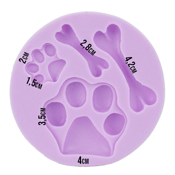 Molde Patinhas Cachorro Em Silicone Pasta Americana Biscuit Chocolate Artesanato Sabonete Confeitaria Pet Cão Gato Pata Osso