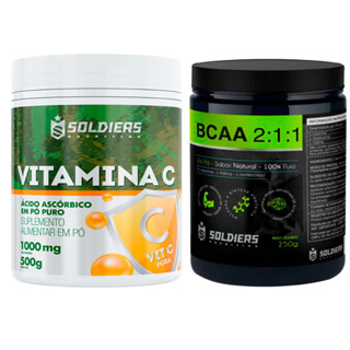 Kit: BCAA Em Pó 250g + Vitamina C Em Pó 500g - 100% Puro Importado - Soldiers Nutrition