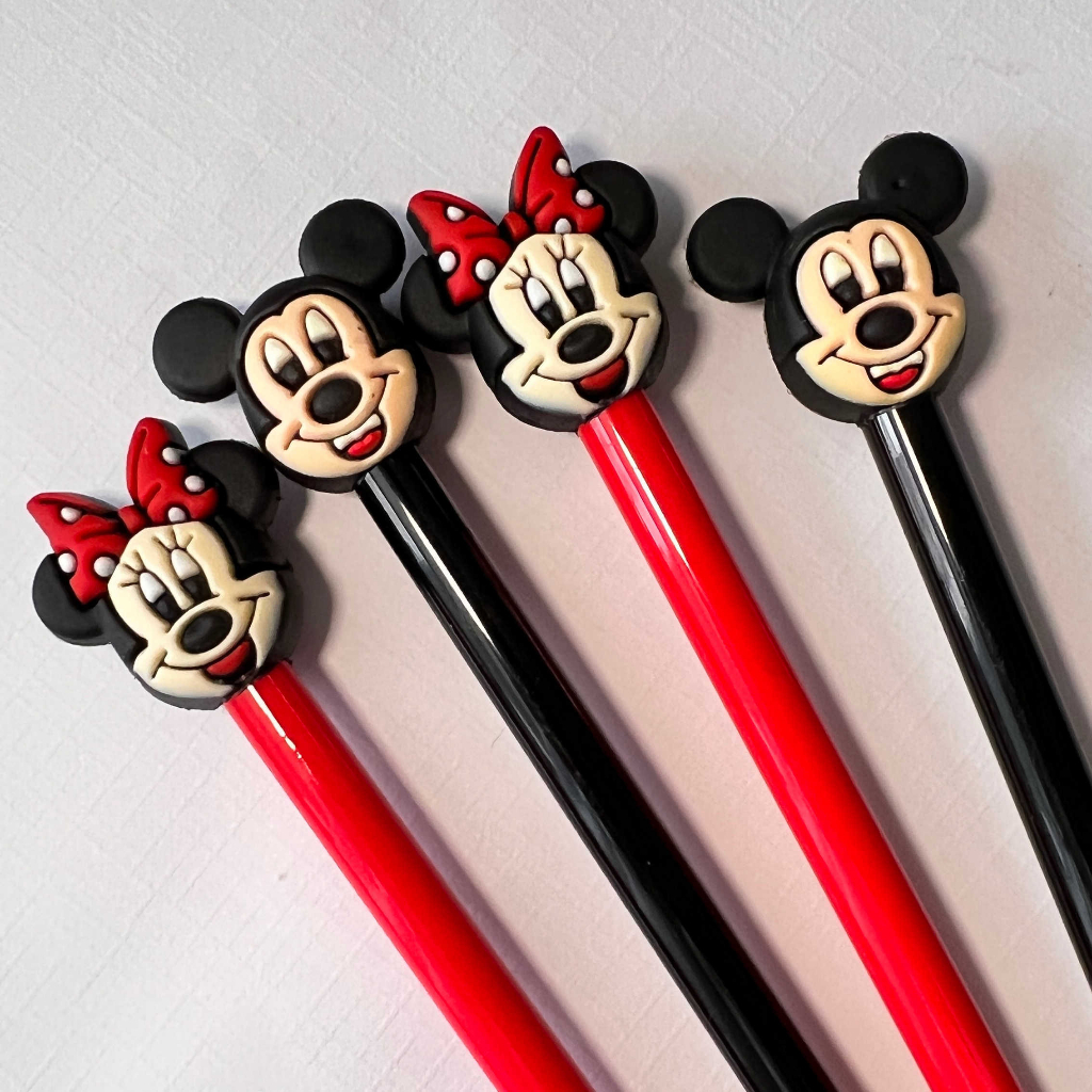 4 Peças Canetas Mickey e Minnie Material caneta ponta fina
