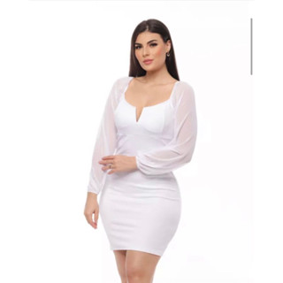 Vestido Feminina Manga longo em tule P M G GG