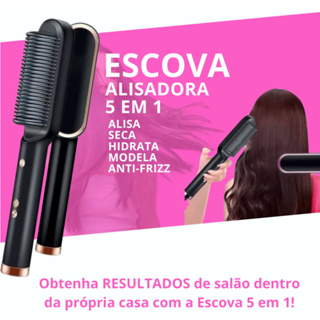 Escova Alisadora Anion Hair Pro 5 em 1 Seca Alisa e Modelador de Cachos Bivolt