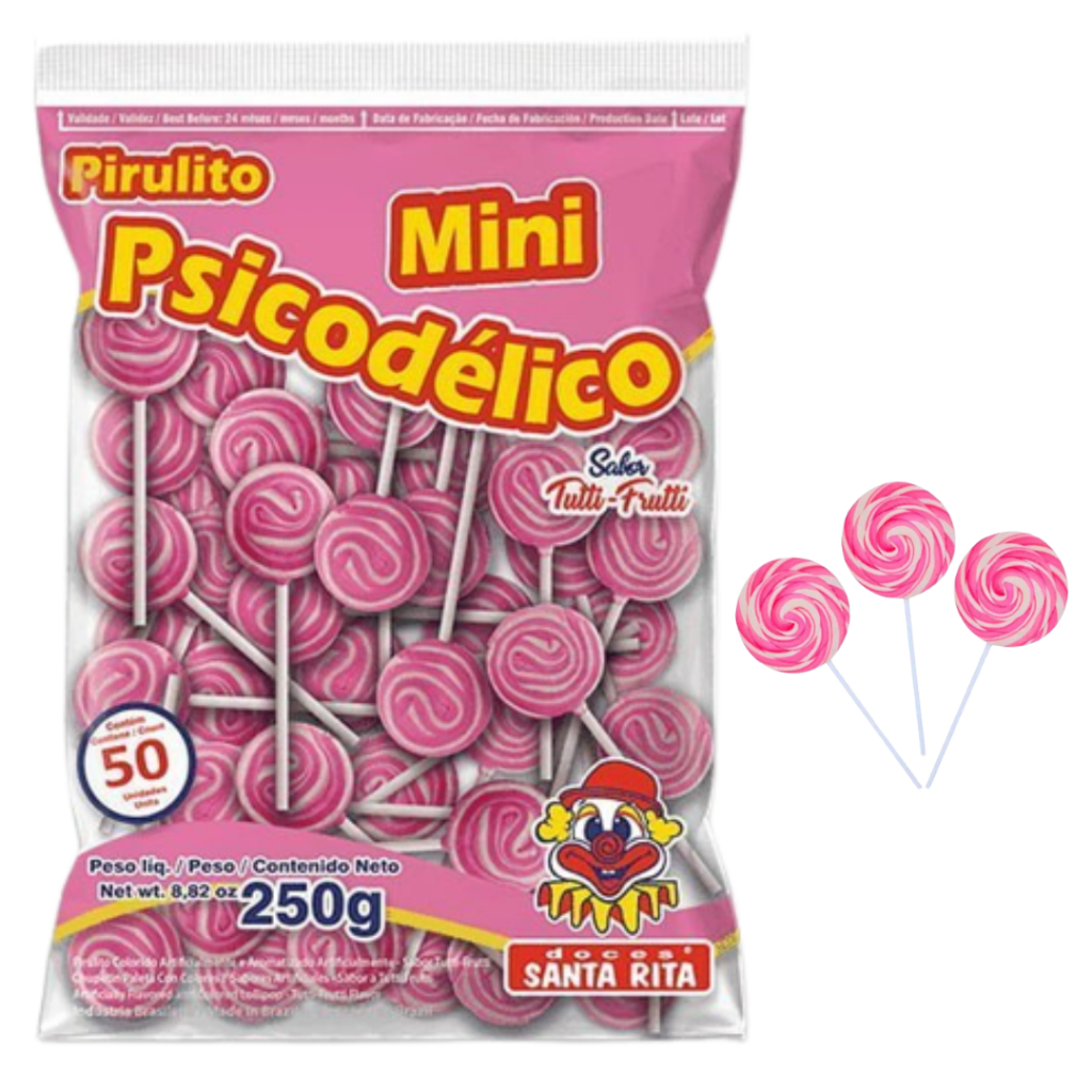 Pirulito Psicodélico ROSA MINI c/50 - Santa Rita